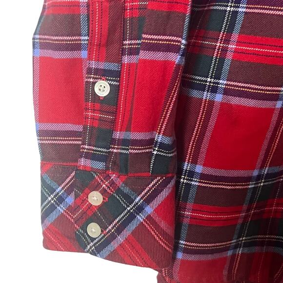 Vineyard Vines Flannel Red Plaid Tartan Shirt Women’s Sz 4 Festive Holiday - Picture 4 of 12
